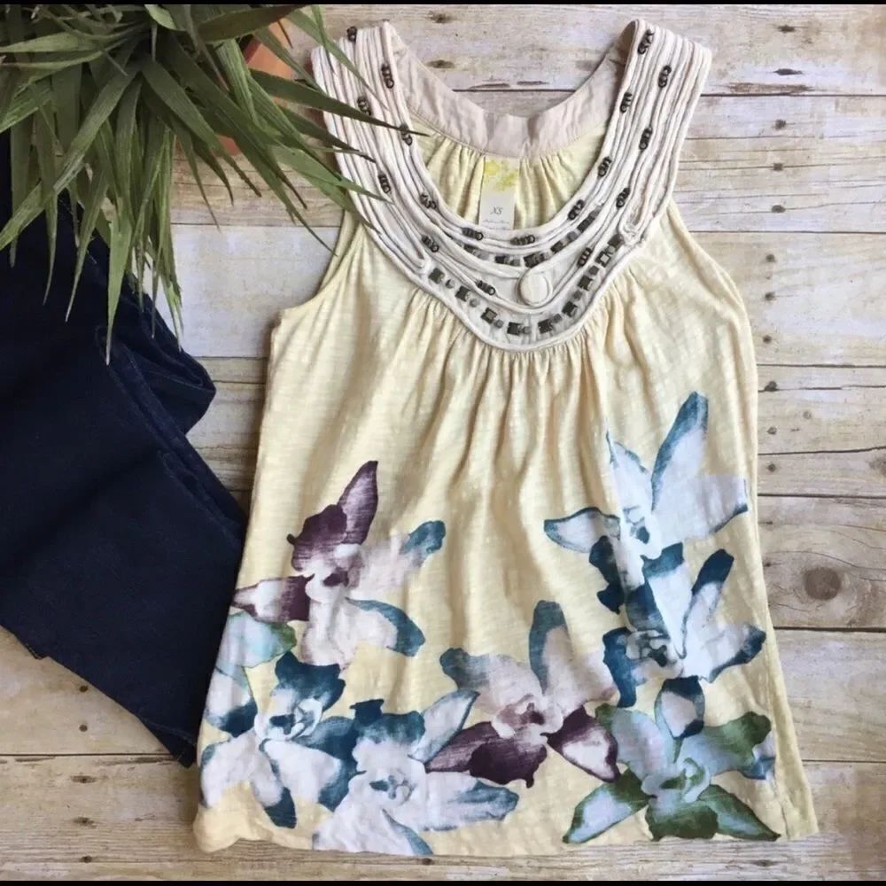 Anthropologie C Keer Beaded Sleeveless Top S